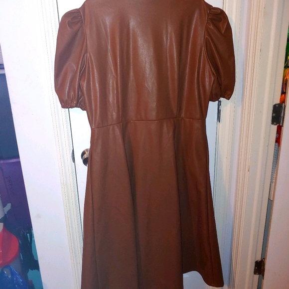 Ashley Stewart brown leather dress - Picture 2 of 5